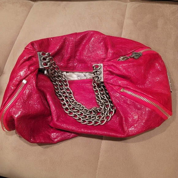 Betsey Johnson, Red Leather Shoulder Bag - Picture 3 of 8